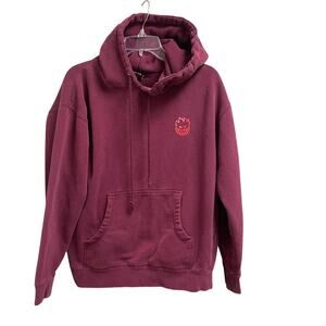 Vtg Y2K Spitfire The End Hoodie Sweatshirt Mens Medium Maroon Spiral Pullover